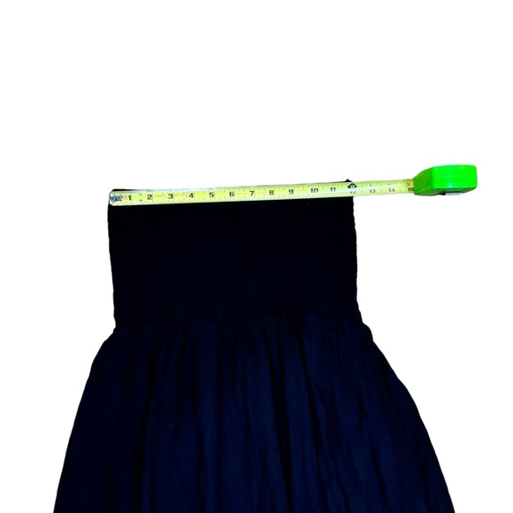 Old Navy black rayon lined strapless smocked top flowy dress women’s size small - Picture 4 of 8